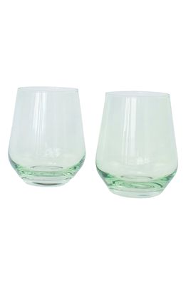Estelle Colored Glass Set of 2 Stemless Wineglasses in Mint Green