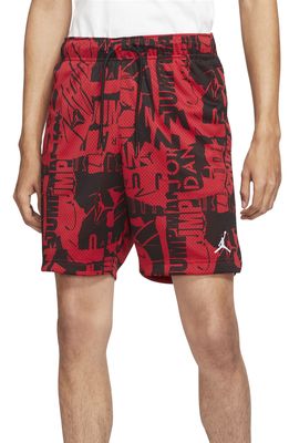 Jordan Essentials Print Mesh Shorts in Gym Red/White