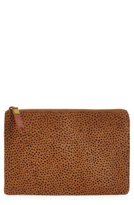 Madewell The Leather Pouch Clutch: Painted Leopard Genuine Calf Hair Edition in Warm Hickory Dot Multi
