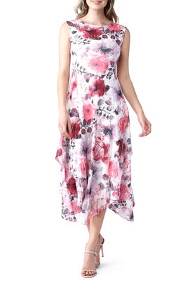 Komarov Tiered Cocktail Dress with Shawl in Rose Bloom