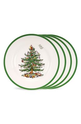 Spode Christmas Tree Set of 4 Dinner Plates in Green