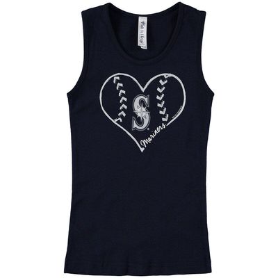 Girls Youth Soft as a Grape Navy Seattle Mariners Cotton Tank Top
