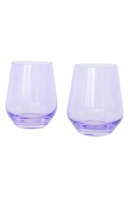 Estelle Colored Glass Set of 2 Stemless Wineglasses in Lavender