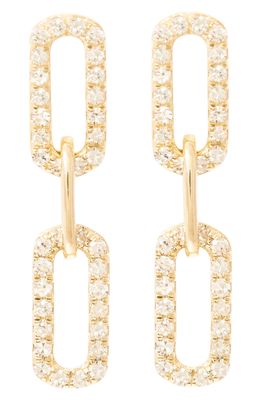 STONE AND STRAND Diamond Sparkle Chain Drop Earrings in Yellow Gold