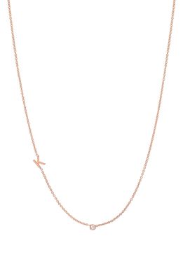 BYCHARI Small Asymmetric Initial & Diamond Pendant Necklace in 14K Rose Gold-K