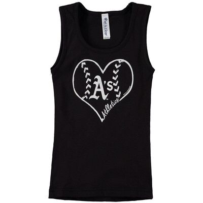 Girls Youth Soft as a Grape Black Oakland Athletics Cotton Tank Top