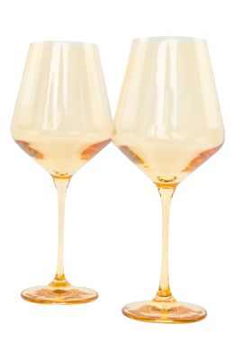 Estelle Colored Glass Set of 2 Stem Wineglasses in Yellow