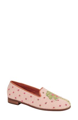 ByPaige Needlepoint Palm Tree Flat in Preppy Palm On Light Pink