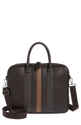 Ted Baker London Nevver Stripe Faux Leather Document Bag in Chocolate