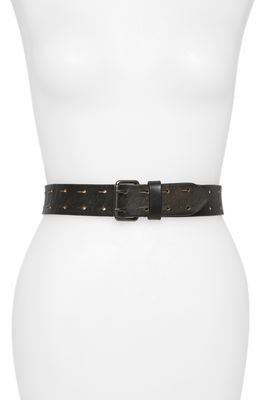 AllSaints Leather Belt in Distressed Black