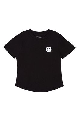 Miles and Milan Kids' Happy Patch Cotton T-Shirt in Black