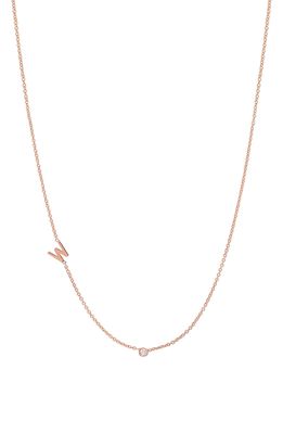 BYCHARI Small Asymmetric Initial & Diamond Pendant Necklace in 14K Rose Gold-W