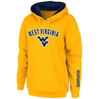 COLOSSEUM Women's Gold West Virginia Mountaineers Arch & Logo 1 Pullover Hoodie