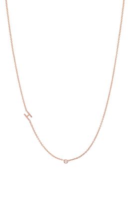 BYCHARI Small Asymmetric Initial & Diamond Pendant Necklace in 14K Rose Gold-H