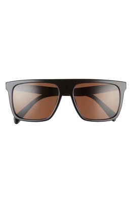 CELINE 58mm Flat Top Sunglasses in Shiny Black /Brown