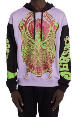 Versace Psychedelic Medusa Oversize Graphic Hoodie in Orchid Print