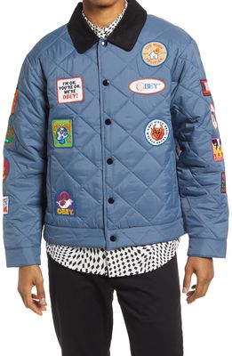 Obey Collector's Quilted Jacket in Vintage Blue