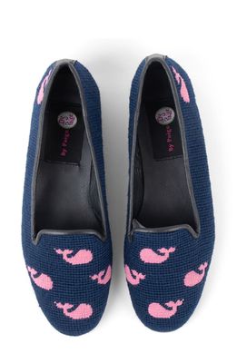 ByPaige Needlepoint Whale Flat in Navy Whale