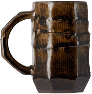 Adam Ross Ceramics Brown Faceted & Altered Mug