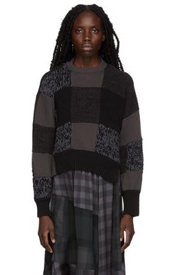Sacai Grey & Black Check Buffalo Sweater