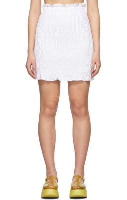 MSGM White Stretch Ruched Skirt