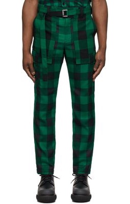 Sacai Green & Black Buffalo Check Trousers