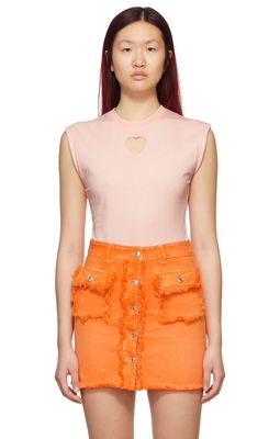 MSGM Pink Heart Cut-Out Bodysuit
