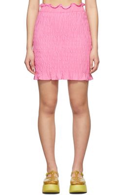 MSGM Pink Stretch Ruched Skirt