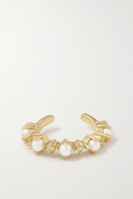 Mateo - The Little Things 14-karat Gold, Pearl And Diamond Ear Cuff - one size