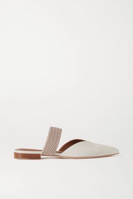 Malone Souliers - Maisie Cord-trimmed Leather Mules - Cream