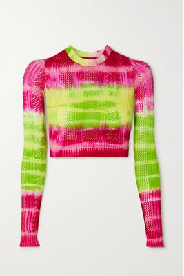 AGR - Tie-dyed Pointelle-knit Top - Green