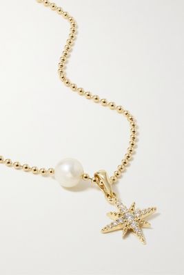 Mizuki - 14-karat Gold, Diamond And Pearl Necklace - one size