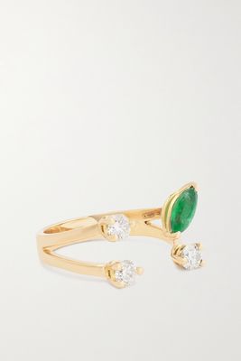 Delfina Delettrez - 18-karat Rose Gold Diamond And Emerald Ring - 7