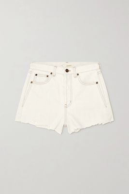 SAINT LAURENT - Distressed Denim Shorts - White