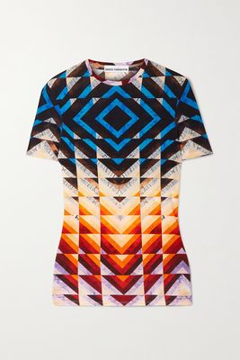 Paco Rabanne - Printed Stretch-cupro T-shirt - Neutrals