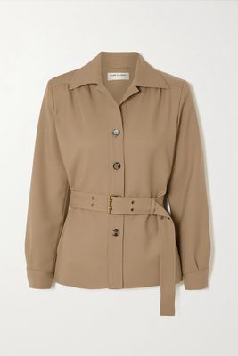 SAINT LAURENT - Belted Wool-twill Jacket - Neutrals