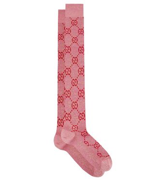 Gucci - GG-jacquard Cotton-blend Lamé Socks - Womens - Pink Print