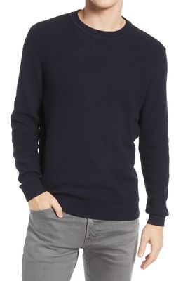 The Normal Brand Textured Cotton Crewneck Sweater in Navy