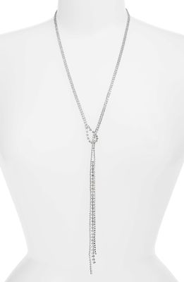 CRISTABELLE Y-Fringe Lariat Necklace in Crystal/rhod