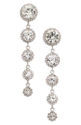 CRISTABELLE Graduated Halo Crystal Drop Earrings in Crystal/silver