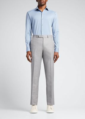 Men's Cotton-Silk Blend Solid Sport Shirt
