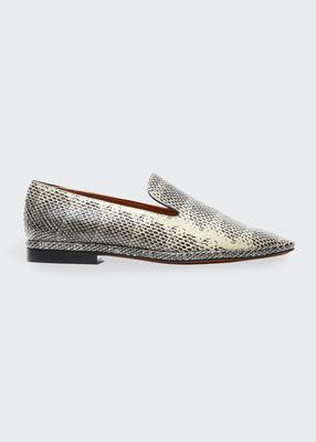 Olympia Snake-Print Flat Loafers
