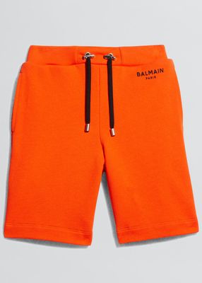Boy's Contrast Logo Jogger Shorts, Size 12-16
