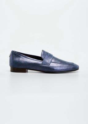 Metallic Calfskin Flat Loafers