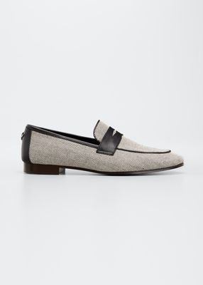 Cotton Leather Penny Loafers