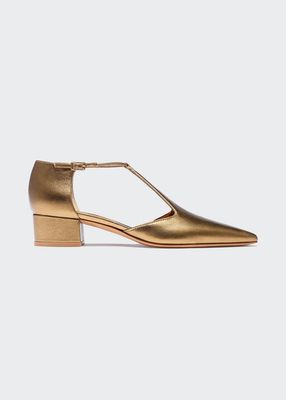 Leather Mary Jane Ballerina Pumps
