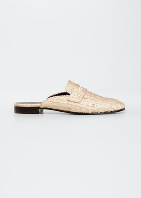 Check Cotton Penny Loafer Mules