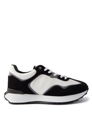 Givenchy - Giv Runner Leather And Suede Trainers - Mens - Black Grey