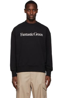 MSGM Black Fantastic Green Text Sweatshirt