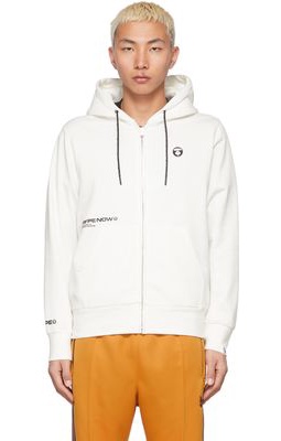 AAPE by A Bathing Ape White Fleece Zip-Up Sweater